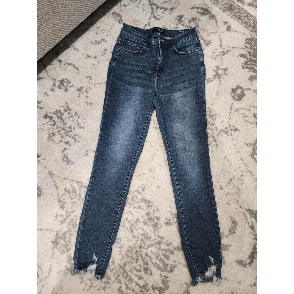 Judy Blue Jeans Womens 7/28 Blue Skinny Fit Raw Hem High Rise
